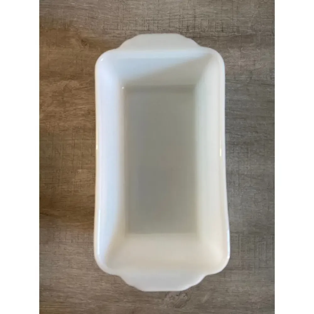 Vintage Fire King White Milk Glass Rectangular Baking Loaf Pan Number 409